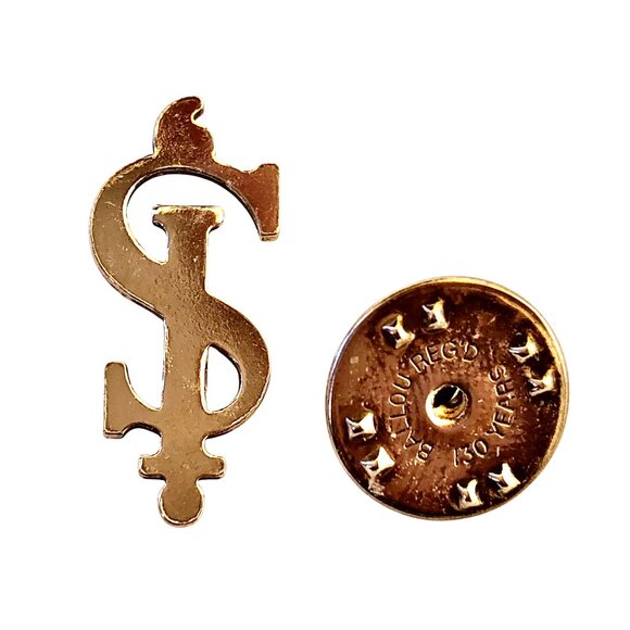 Vintage Sterling Silver Dollar Sign Push Pin Brooch Tie Tack Money Signed Tiny - Picture 5 of 12